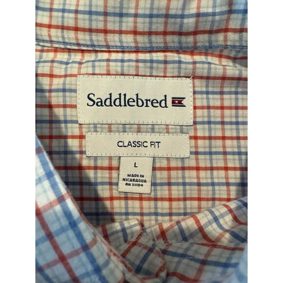 Saddlebred Men’s Classic Fit Button Down Shirt L Plaid Long Sleeve Casual Work - Picture 3 of 10